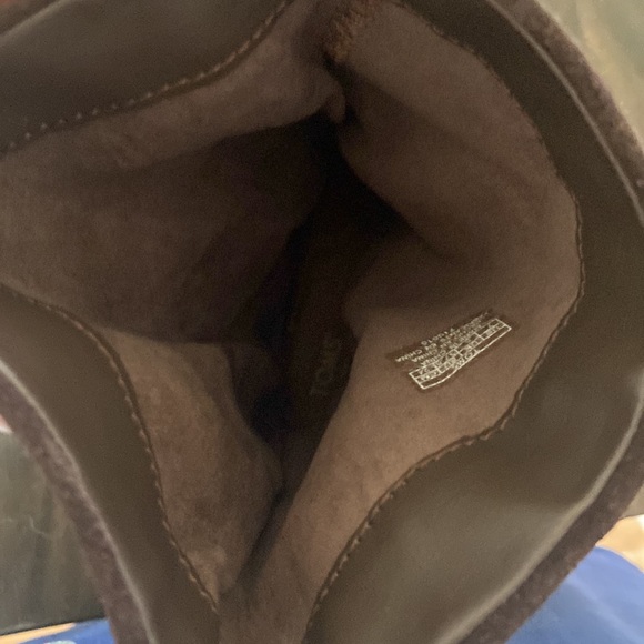 TOMS Serra Sweater Boot Slouchy Size 7 Brown Suede Chunky Knit Pink Lodgecore - Picture 13 of 15